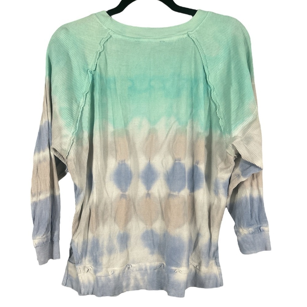 Simply Southern Waves TieDye Pullover Waffle Crew Lightweight Sweatshirt - Picture 3 of 4